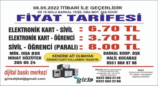 Adanada toplu taşımaya zam