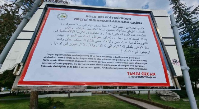Bolu Belediye Başkanı Özcanın sığınmacılara karşı ilanı savcılık kararıyla toplatıldı