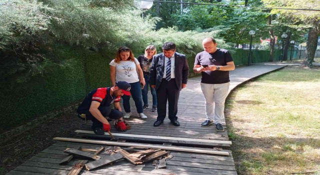 Çocuklar oynasın diye Kent Parkta onarım başladı
