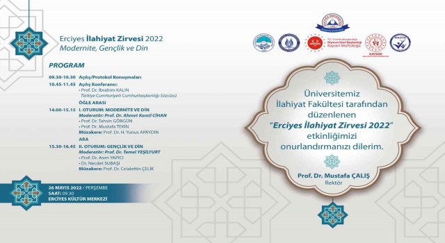 Cumhurbaşkanlığı Sözcüsü Prof. Dr. İbrahim Kalın, ERÜde konferans verecek