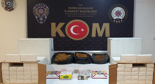 Erzincanda 2 işyerine kaçak sigara operasyonu