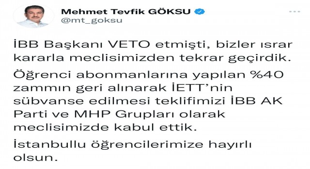 İstanbulda öğrenci abonmanlarına yapılan zam geri alındı