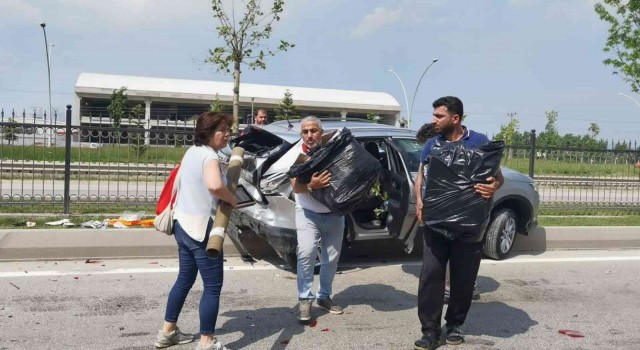 Kazada yaralanan kadın, aracındaki etler buzdolabına konulmadan hastaneye gitmedi