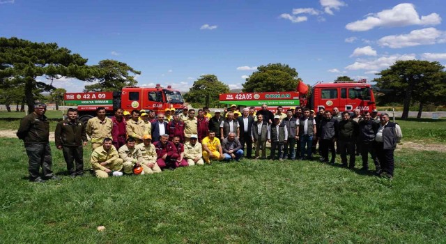 Konyada orman yangını işçilerinin yangınla mücadele eğitimleri tamamlandı