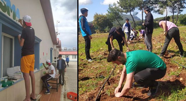 Osmaniye'de Gençler fide dikti, boyama ve peyzaj çalışması yaptı