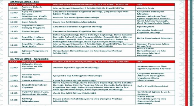 Samsunda Engelliler Haftası etkinlikleri