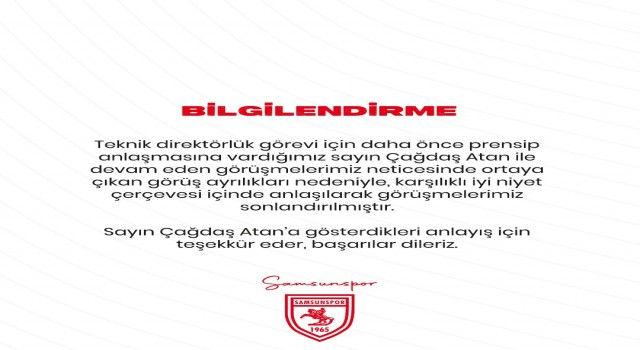 Samsunspor, Çağdaş Atan ile anlaşamadı