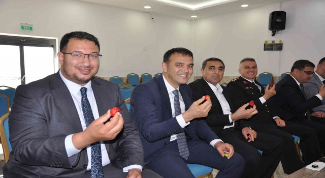 Silifkede bayramlaşmada şeker yerine çilek ve erik ikram edildi