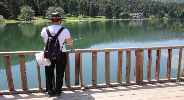 Tatilciler sıcak havada Gölcük Tabiat Parkına akın etti