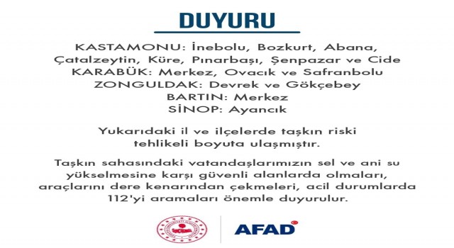 AFAD Batı Karadenizde meydana gelebilecek sel ve taşkınlara karşı önlemleri arttırdı