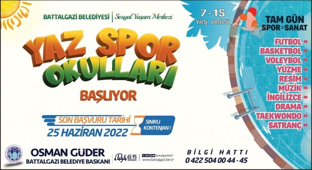 Battalgazide çocuklara özel yaz spor okulu