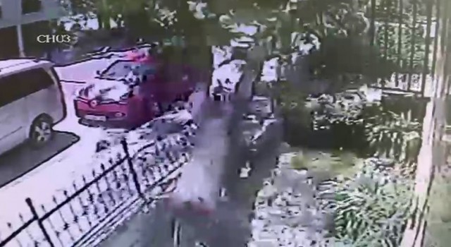 Büyükçekmecede ağacın araç üstüne devril anı kamerada