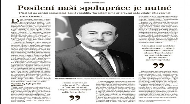 Çavuşoğlu Çek basınına yazdı: “Uygulanabilir herhangi bir çözüm, Ukraynanın egemenliğini ve toprak bütünlüğünü korumalı”