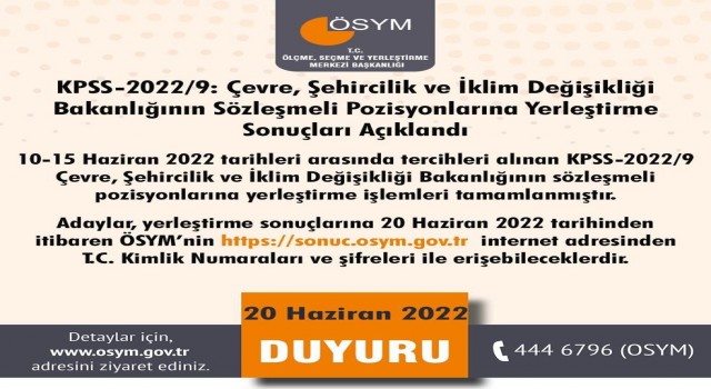 Çevre, Şehircilik ve İklim Değişikliği Bakanlığının personel alımı sonuçları açıklandı