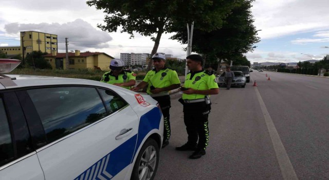 Çorumda dronlu trafik denetimi