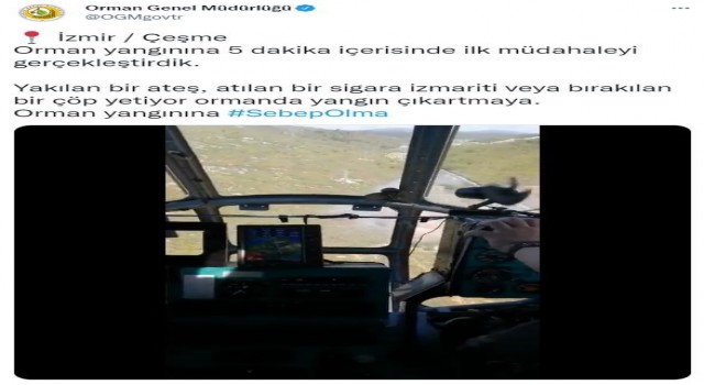 İzmir Çeşmede çıkan orman yangınına ilk müdahale 5 dakikada yapıldı