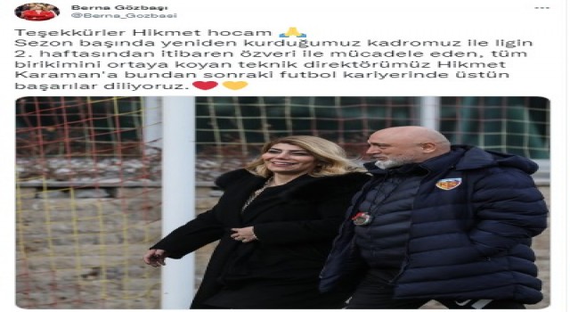 Kayserispor Başkanı Berna Gözbaşıdan teşekkür