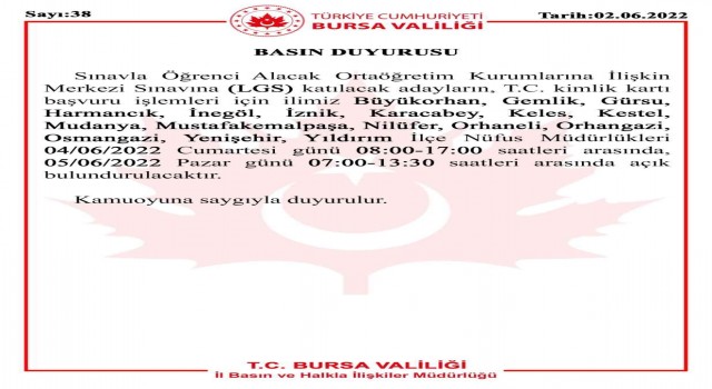 LGS adayları dikkat! Bursa Valiliği duyurdu...
