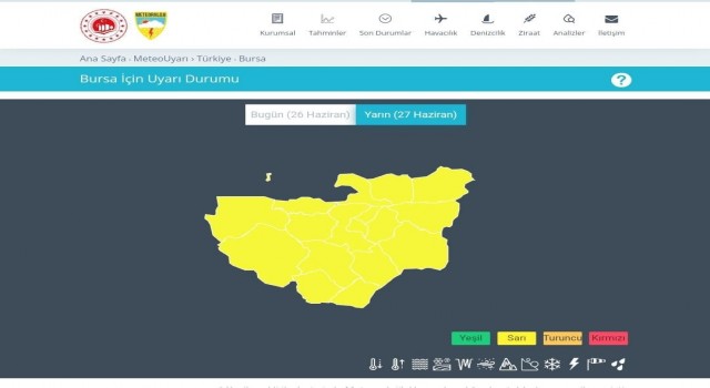 Meteorolojiden Bursa için kuvvetli yağış uyarısı