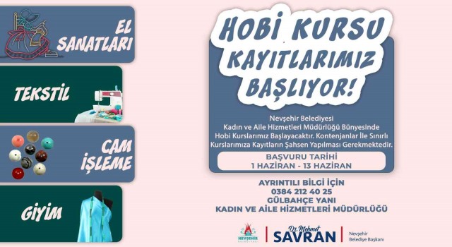 Nevşehirde ‘Hobi Kursları kayıtları başladı
