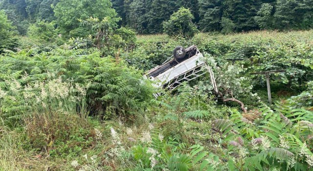 Rizede kamyonet yol kenarına devrildi: 3ü ağır 5 kişi yaralı