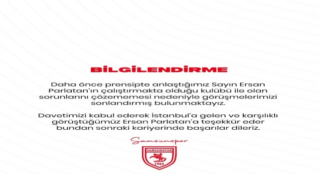 Samsunsporda teknik direktör krizi