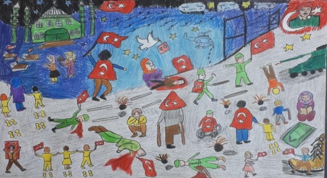 Sinoplu öğrenci, ‘15 Temmuz konulu resim yarışmasında Türkiye birincisi oldu