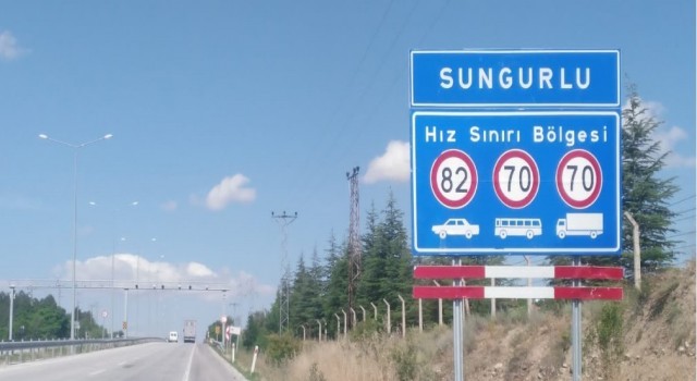 Sungurluda ortalama hız ihlal tespit sistemi devreye girdi