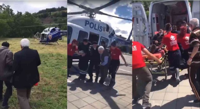 Taşkınların yaşandığı Bartında hasta vatandaşlara helikopterlerle ulaşıldı