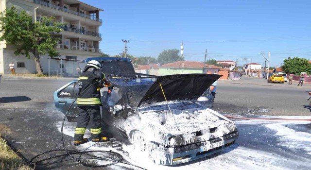 Tekirdağda LPGli otomobilde korkutan yangın