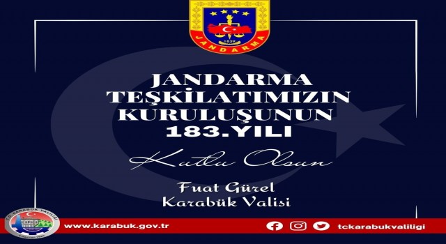Vali Gürel jandarma teşkilatının kuruluşunu kutladı