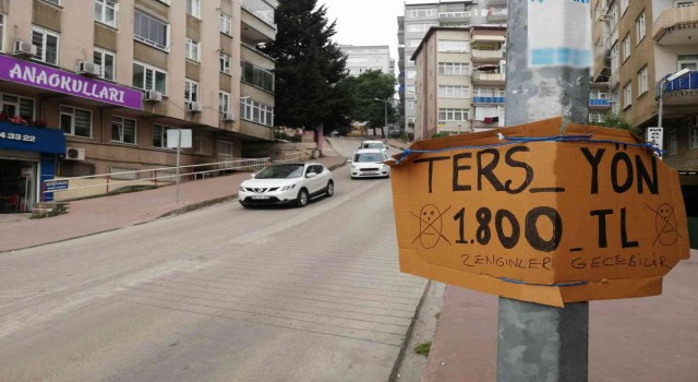 Vatandaşlardan ters yöne giren sürücülere ilginç uyarı: Zenginler geçebilir”