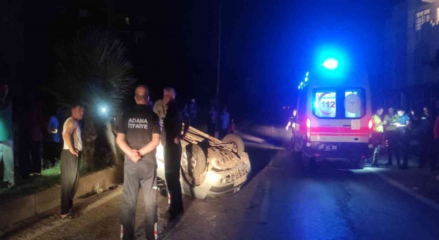 Yayaya çarpmamak için yaptığı manevra ile takla attı