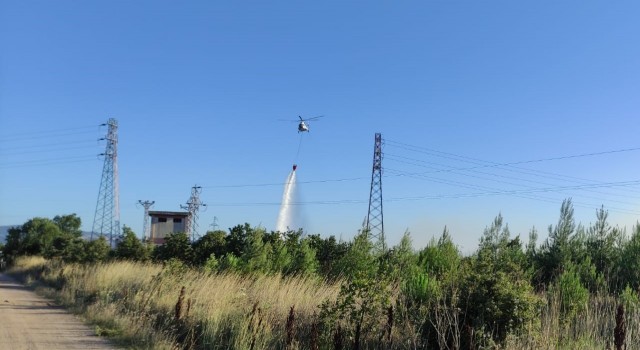 Çanakkalede çıkan orman yangınına müdahale sürüyor