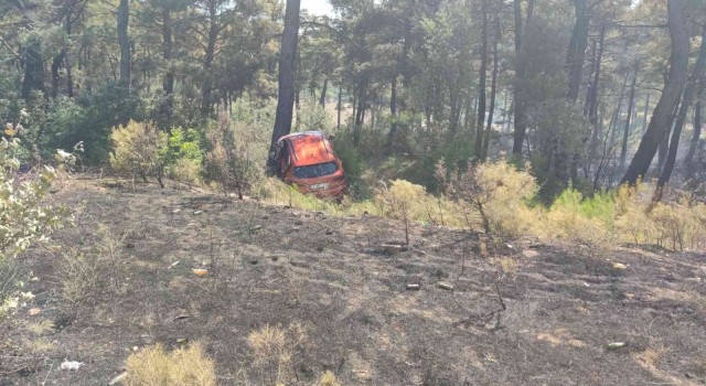Çanakkalede kaza sonrası çıkan yangın kontrol altında
