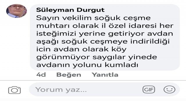 CHPli Kasapın köy yolu eleştirisine muhtar yanıt verdi