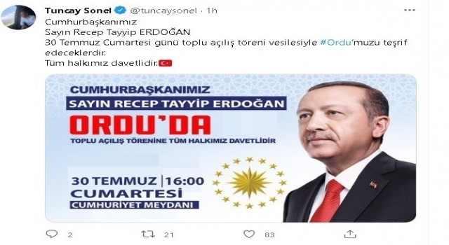 Cumhurbaşkanı Erdoğan Orduda toplu açılış törenine katılacak, fındık fiyatlarını açıklayacak