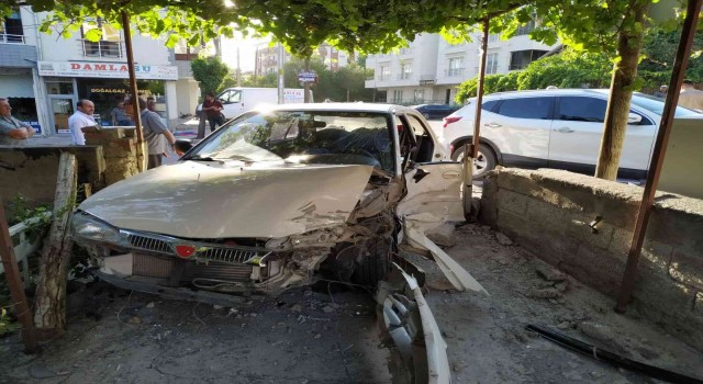 Develide otomobil evin bahçesine girdi