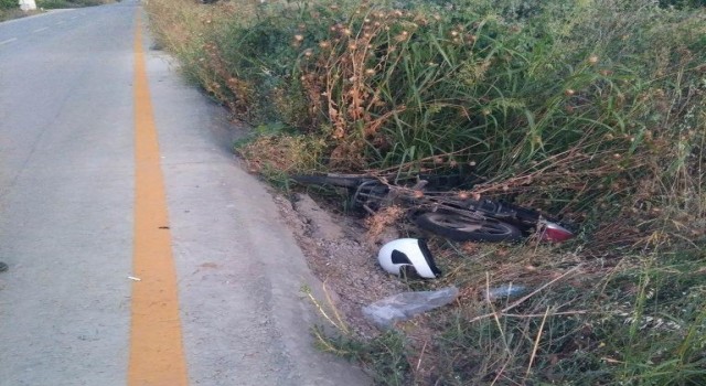Domuza çarpan motosiklet sürücüsü ölümden döndü