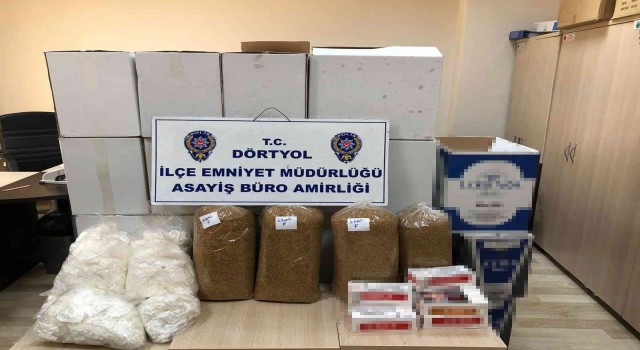 Dörtyolda kaçak tütün ve makaron operasyonu