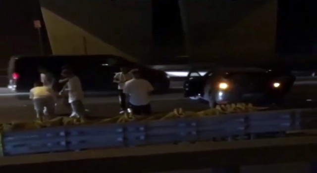 E-5 Karayolunda makas kazası kamerada