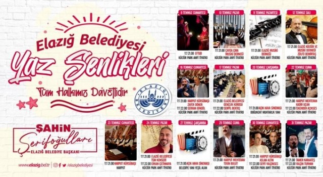 Elazığda yaz şenlikleri başlıyor