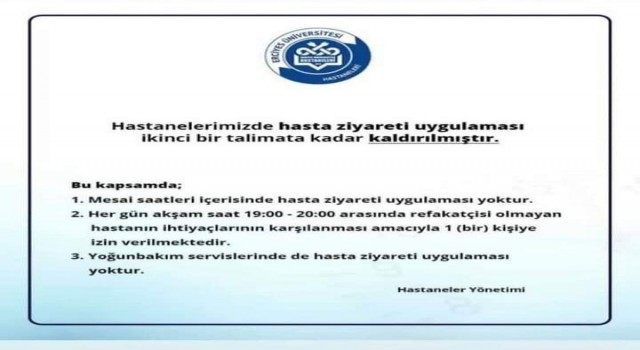 ERÜ hastaneleri ziyaretçi uygulamasını kaldırdı