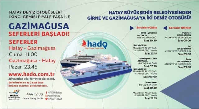 Hatay Deniz Otobüsünün Gazimağusa seferleri 5 Ağustosta başlıyor