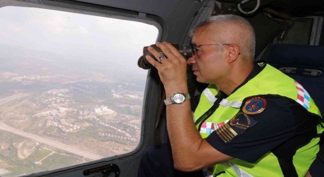 Jandarmadan helikopter destekli trafik denetimi