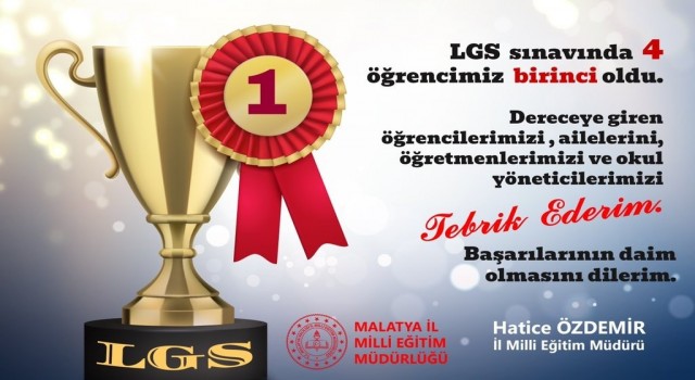 LGSde Malatyadan 4 öğrenci birinci