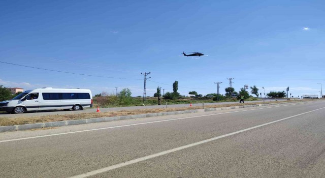 Malatyada helikopter destekli trafik denetimi