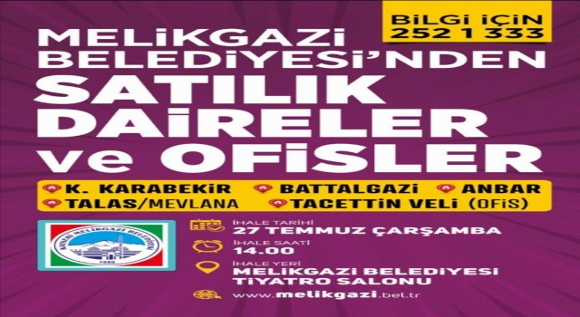 Melikgazi Belediyesi 25 taşınmaz için ihale düzenleyecek
