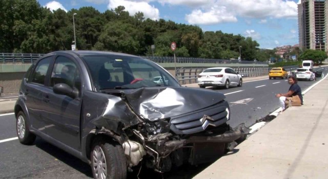 (ÖZEL) Sarıyerde otomobiller çarpıştı: 2 yaralı