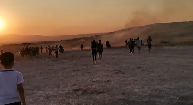 Pamukkalede anız yangını